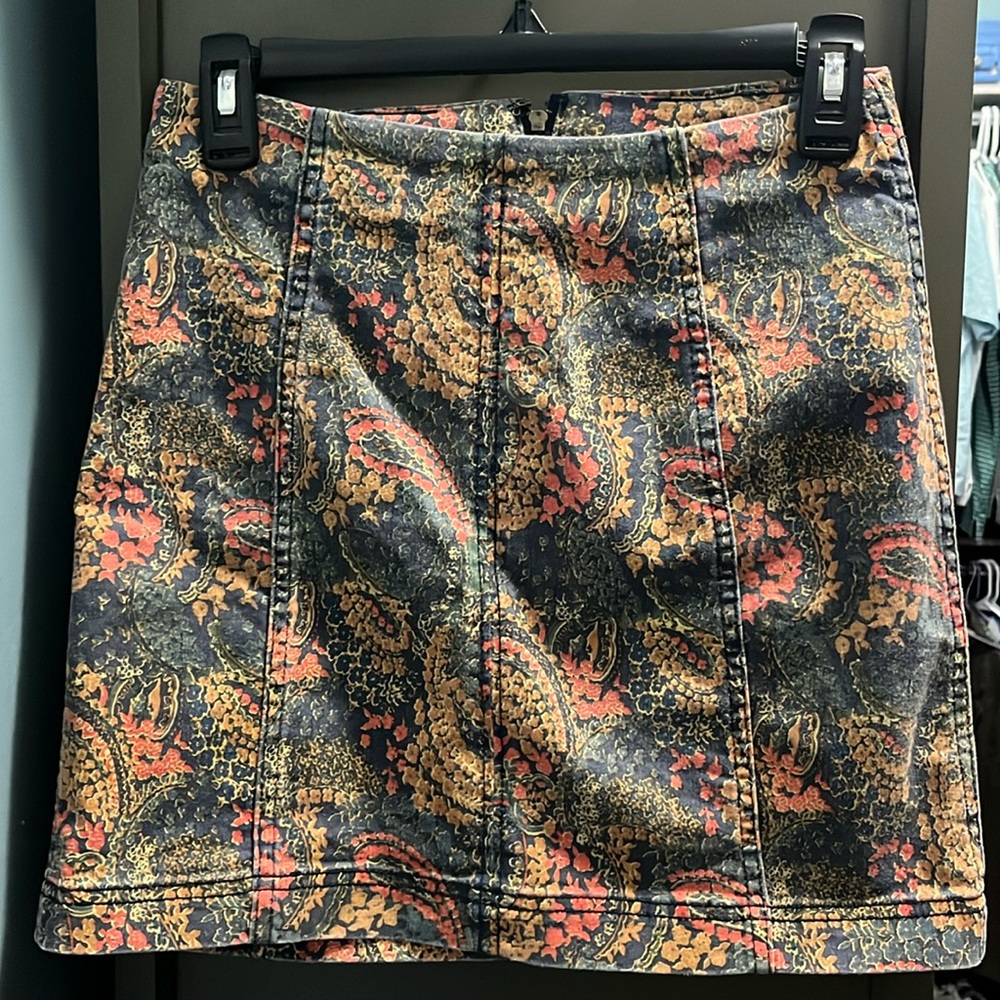 Free People Womens 4 Paisley Print Modern Femme Mini Skirt- Bodycon fit